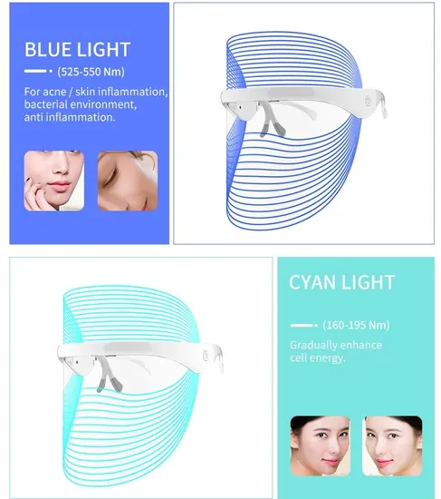 Hautpflege 7 Farben Schönheitstherapie Photon LED Gesichtslicht Falten Akne Entfernung LED Gesichtsmaske